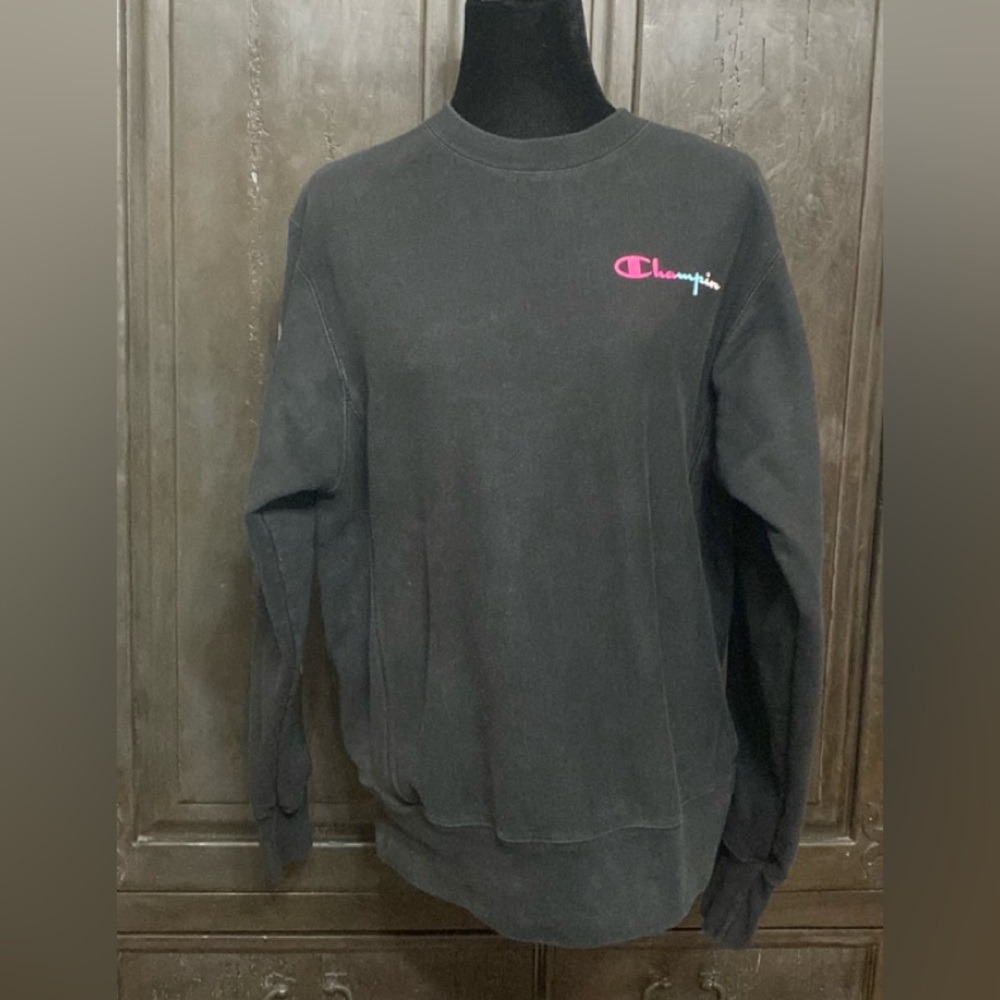 Champion Black with Neon Champion logo sweatshirt - size M